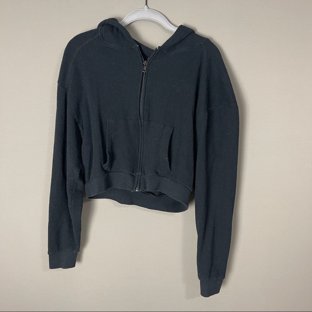 SKIMS Black Waffle Hoodie (Size L)